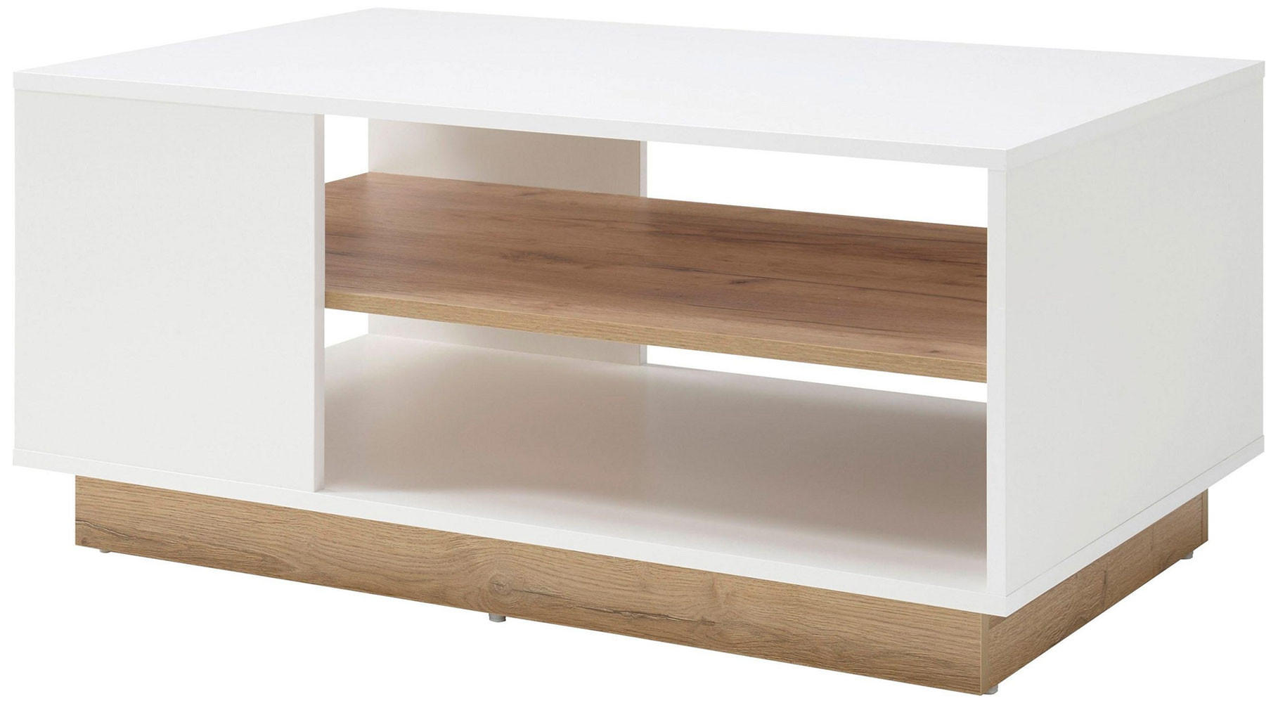 COUCHTISCH Clair weiß matt / grandson oak 100 / 60 / 46 cm - Eichefarben/Weiß, Holz/Holzwerkstoff (60/100/46cm) - Feldmann-Wohnen
