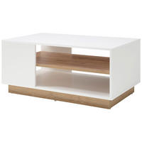 COUCHTISCH Clair weiß matt / grandson oak 100 / 60 / 46 cm - Eichefarben/Weiß, Holz/Holzwerkstoff (60/100/46cm) - Feldmann-Wohnen