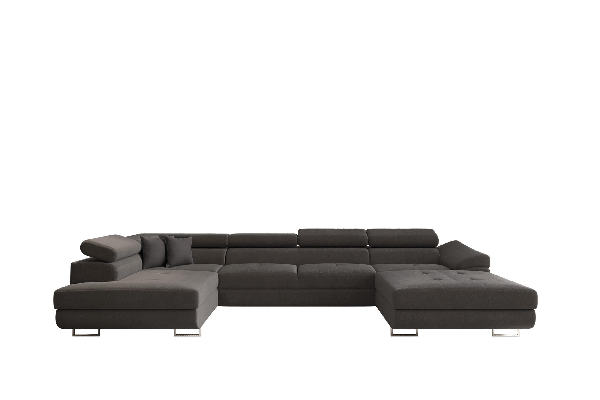 ECKSOFA Falio II U-förmiges Mit Schlaffunktion Und Verstellbaren Kopfstützen Graphit Links - Graphitfarben, Holz/Textil (202/345cm) - Kaiser Möbel