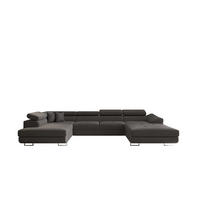 ECKSOFA Falio II U-förmiges Mit Schlaffunktion Und Verstellbaren Kopfstützen Graphit Links - Graphitfarben, Holz/Textil (202/345cm) - Kaiser Möbel