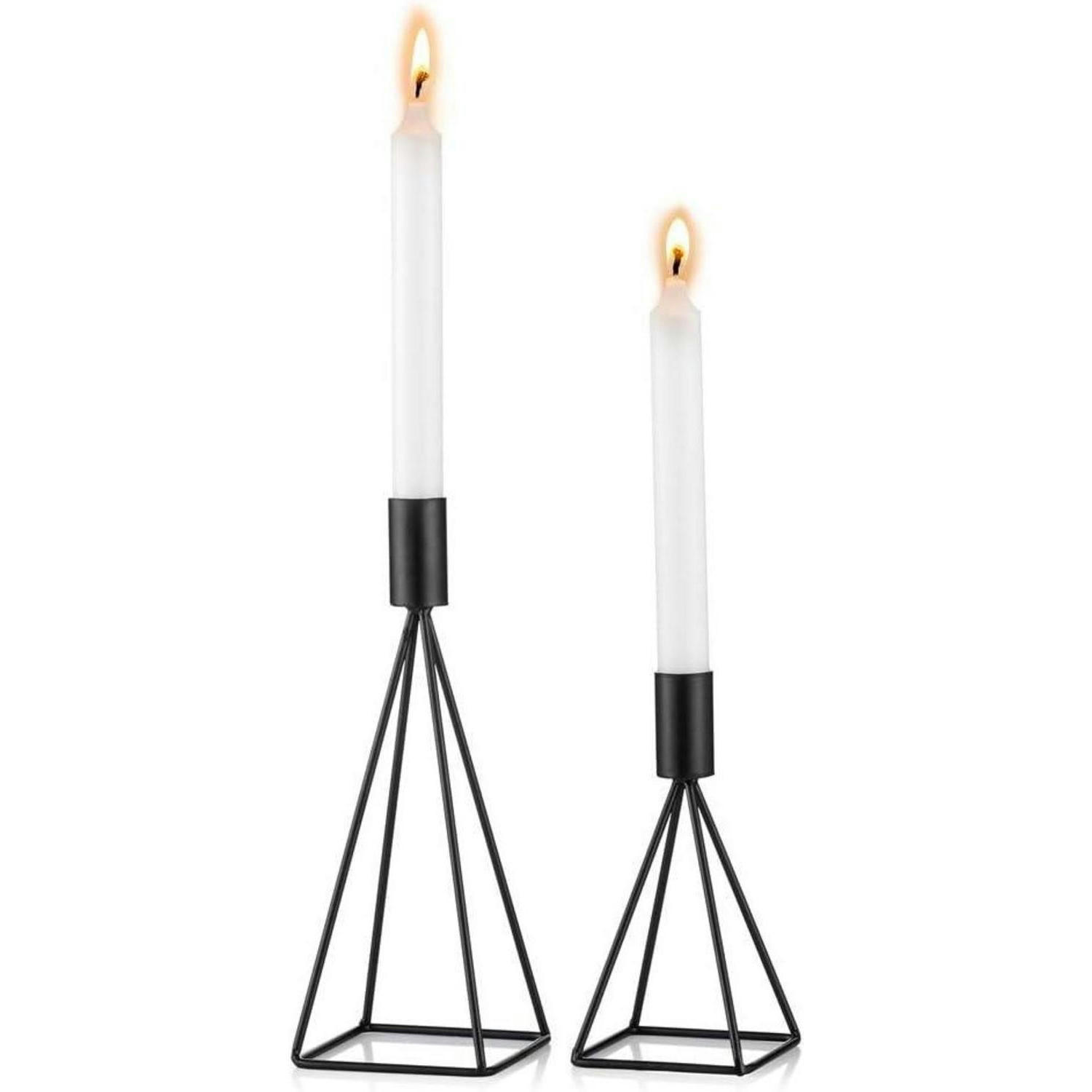 KERZENSTÄNDER 2er Set Metall Schwarz - Schwarz, Metall (9/24/9cm)