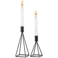 KERZENSTÄNDER 2er Set Metall Schwarz - Schwarz, Metall (9/24/9cm)