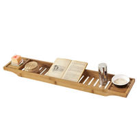 BADEWANNENABLAGE 80cm - Naturfarben, Holz (80/5/15cm) - SoBuy
