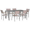GARTENMÖBEL SET 6-Sitzer Granit grau poliert Textilbespannung beige Grosseto - Beige/Silberfarben, Metall - Beliani