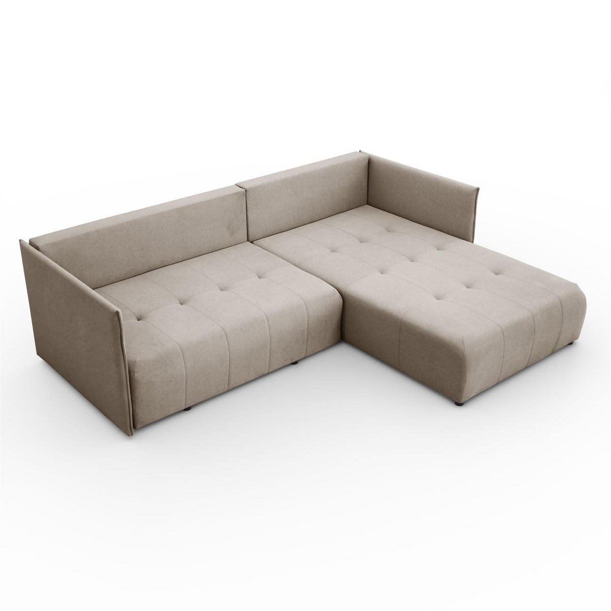 ECKSOFA APOLLO L mit Schlaffunktion und Bettkasten – rechte Seite - Beige, Textil (246/188cm) - Lookway