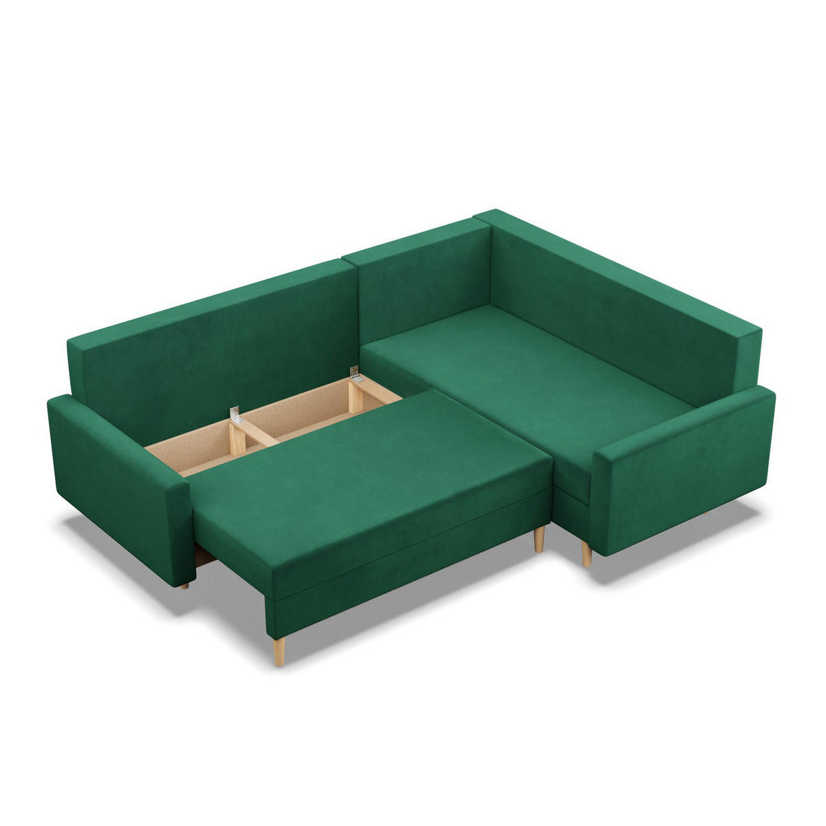 ECKSOFA LINKS MIT SCHLAFFUNKTION BLANK, Grün - Grün, Textil (223/172cm) - Mebligo