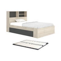 BETTRAHMEN - 1 Person - holz - anthrazitgrau, naturfarben hell Vardiel - Anthrazit/Naturfarben, Holz (120/190cm) - Vente-Unique