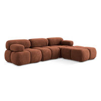 ECKSOFA Beidseitig Chenille Stoff Orange - Terra cotta/Schwarz, Kunststoff/Textil (285/191cm) - Makamii