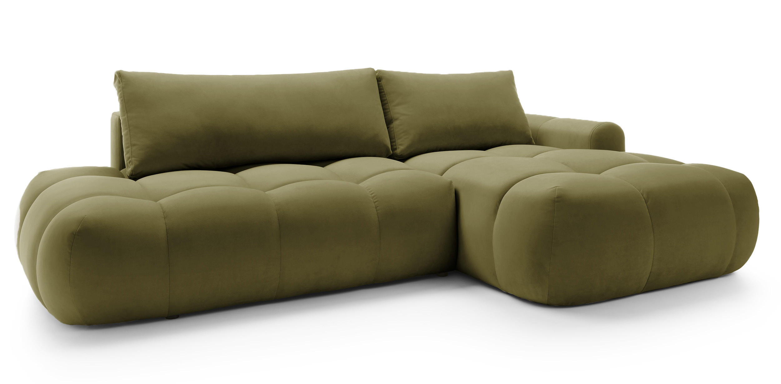 ECKSOFA Ombo Olivgrün Velours 280 cm - Schwarz/Olivgrün, Kunststoff/Textil (284/167cm) - Selsey