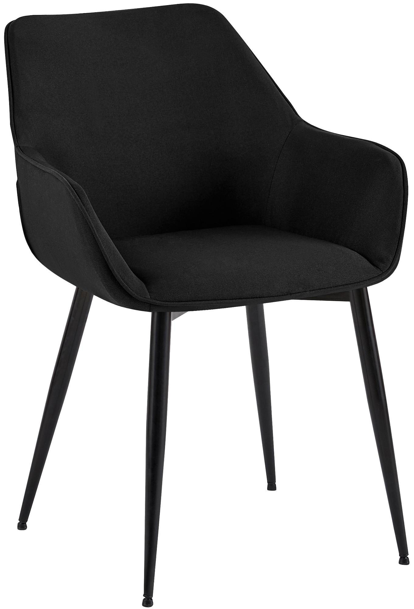 ARMLEHNENSTUHL Stoff Schwarz - Schwarz, Textil/Metall (52/82/63cm) - CLP