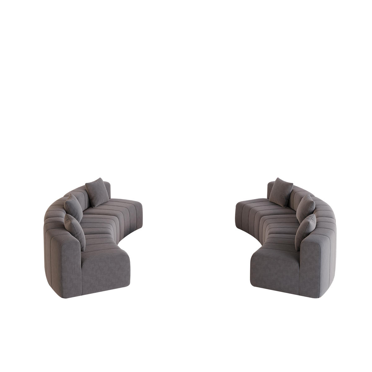 SITZGARNITUR Geschwungen modular 6-Sitzer mit 2 Kissen, DE-42718, Grau - Grau, Textil (444.5/73.6/83.5cm) - ComfortXL