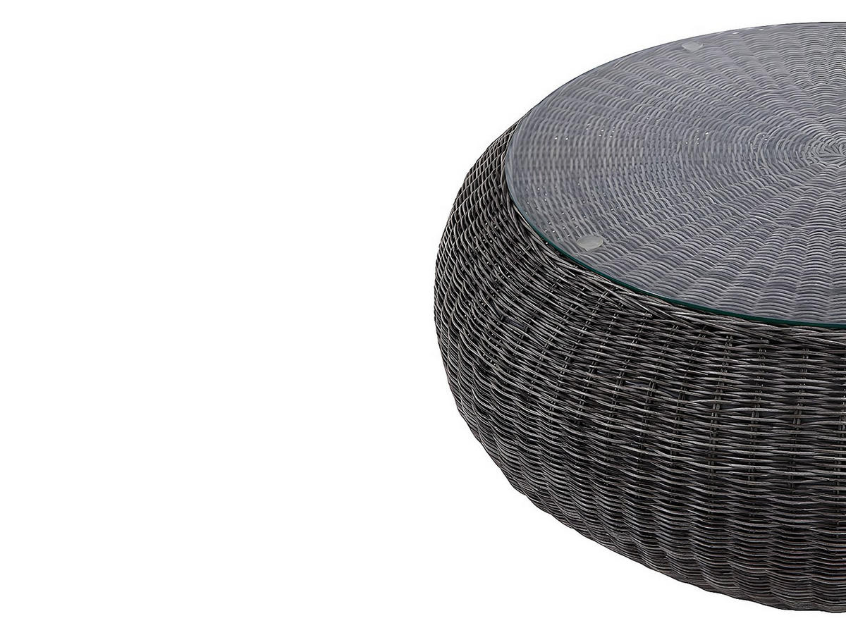 GARTENTISCH - Polyrattan - Grau - WHITEHEAVEN von MYLIA - Grau, Glas (92/92/35cm) - Vente-Unique