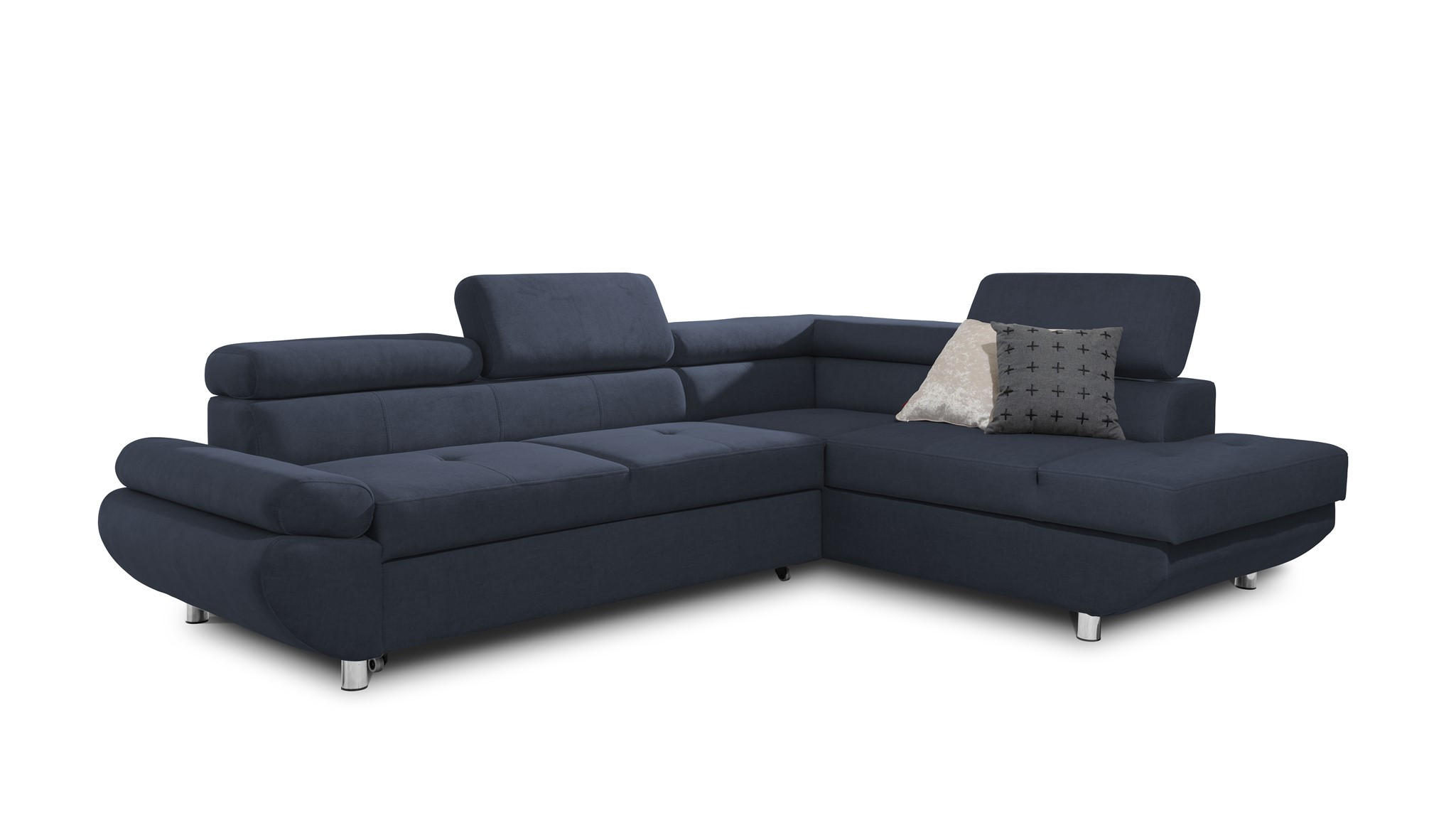 ECKSOFA Schlafsofa Panos In Esito - Dunkelblau, Holzwerkstoff/Textil (275/210cm) - Fun Möbel