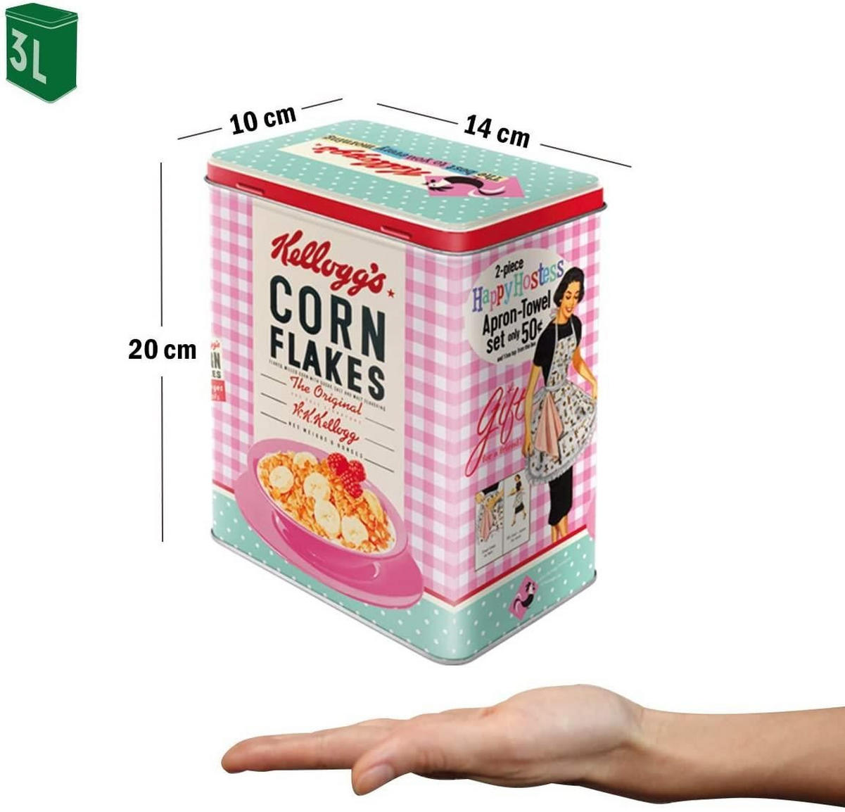 VORRATSDOSE L Kellogg's Happy Hostess - Multicolor, Metall (14/20/10cm) - Nostalgic-Art