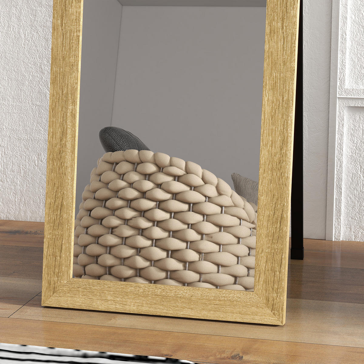 STANDSPIEGEL DE-17914 mit Wandmontage & Kippfunktion Hellbraun - Naturfarben, Holzwerkstoff (37/157/3.4cm) - ComfortXL