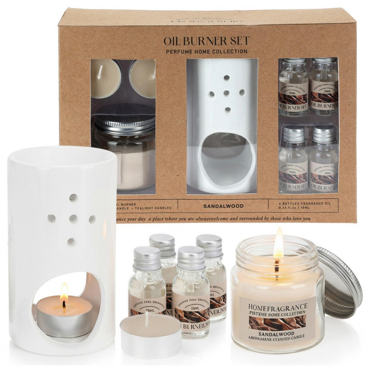 DUFTSET Kamin Sandelholzbaum - Weiß, Keramik (7.5/17.6/25.5cm) - Home Styling Collection