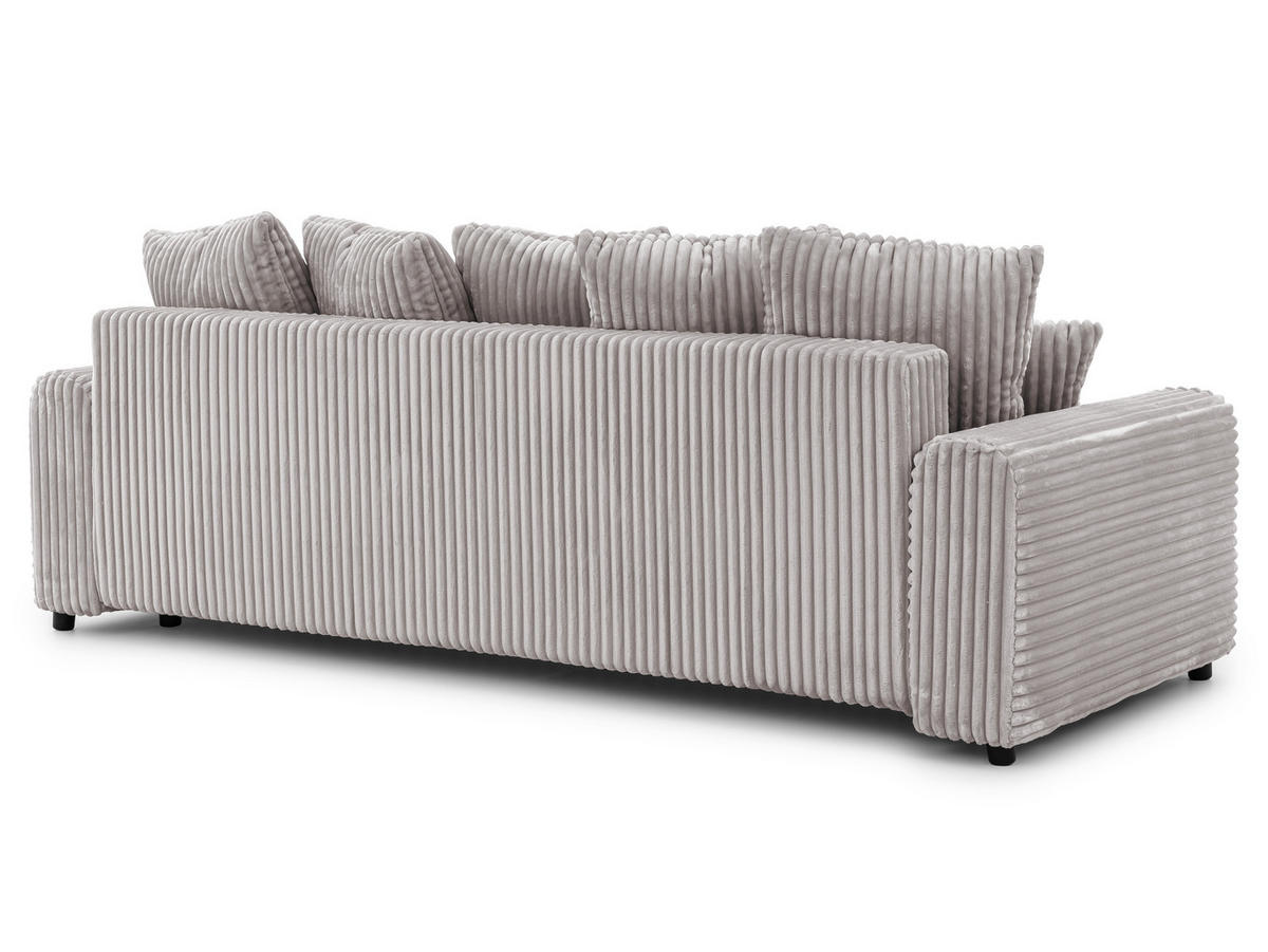 SCHLAFSOFA Calma mit Bettkasten im Bumpy-Design aus weichem Hellgrau Plüschcord - Hellgrau/Schwarz, Holz/Kunststoff (239/88/98cm) - S-Style