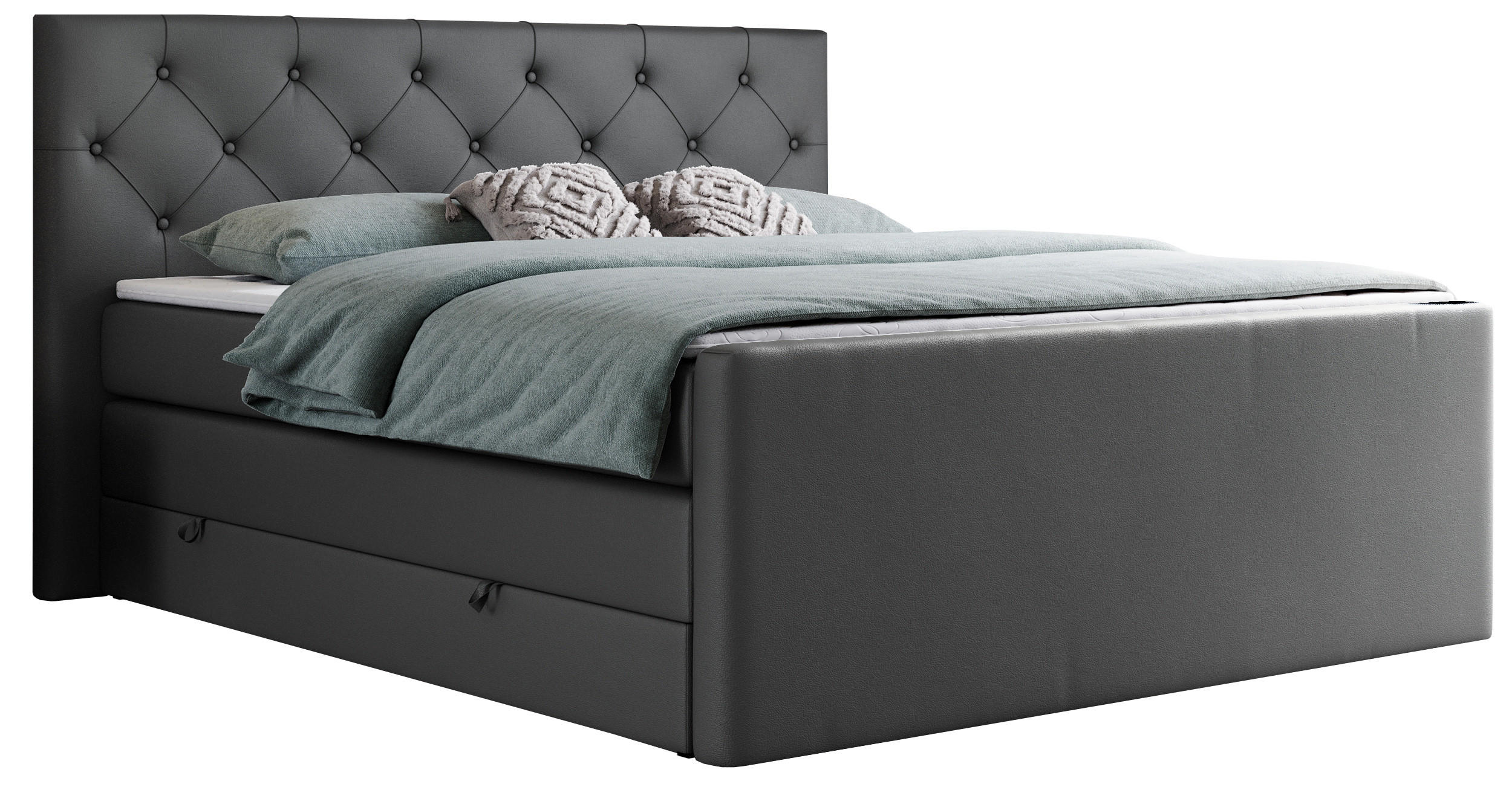 BOXSPRINGBETT KING VELEN 200/200 Dunkelgrau Kunstleder - H3 - Dunkelgrau, Holz/Textil (200/200cm) - MKS