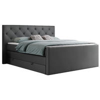BOXSPRINGBETT KING VELEN 200/200 Dunkelgrau Kunstleder - H3 - Dunkelgrau, Holz/Textil (200/200cm) - MKS