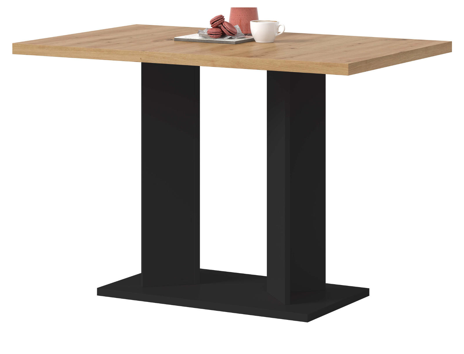 Inn.Furn Esstisch Eiche Artisan, Schwarz 110x76x70 cm