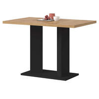 ESSTISCH Eiche Artisan, schwarz 110 x 70 cm, Säulentisch modern - Schwarz/Eiche Artisan, Holzwerkstoff (70/110/76cm) - Inn.Furn
