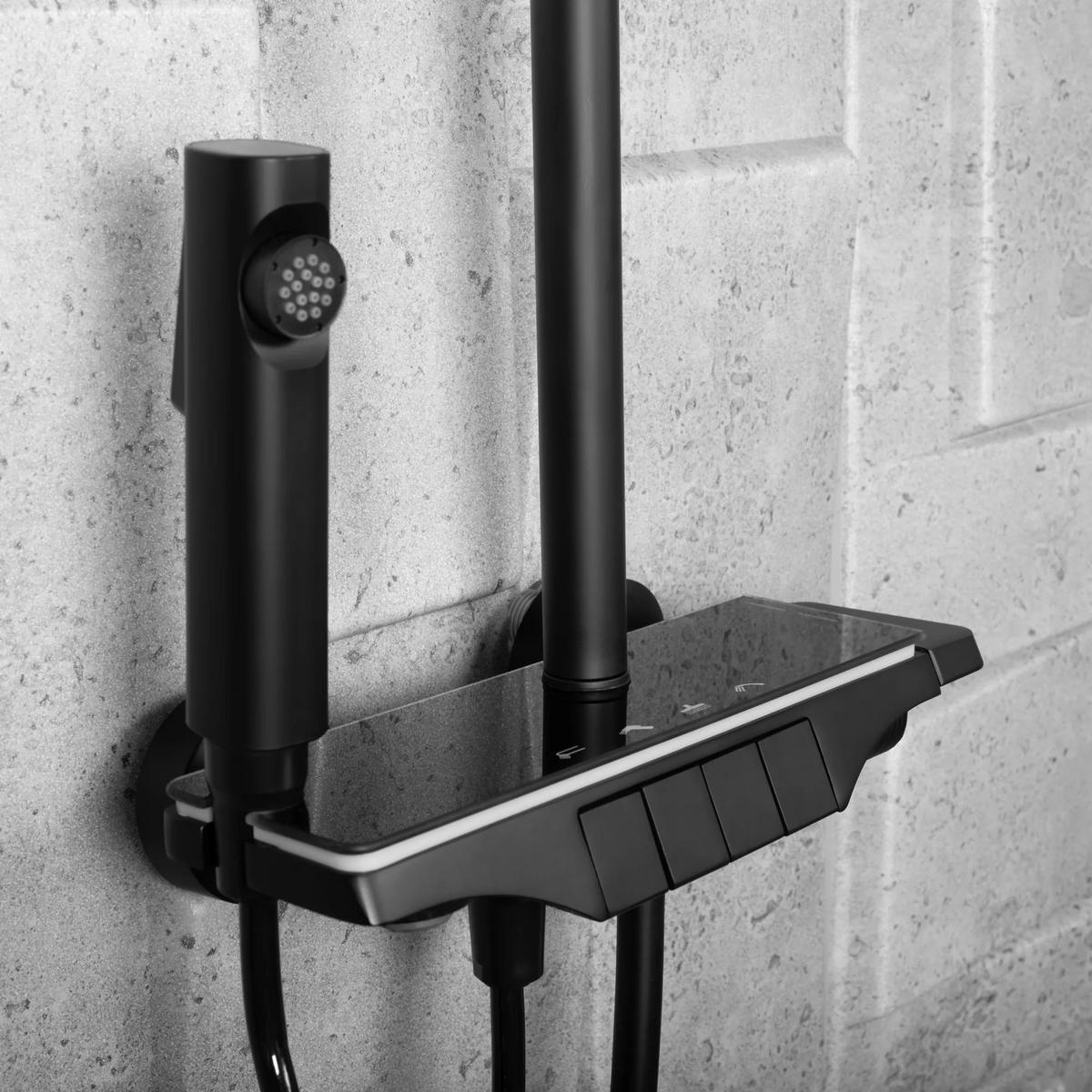 DUSCHGARNITUR Rea Savio Led Black - Schwarz, Metall (28/120/13cm) - REA