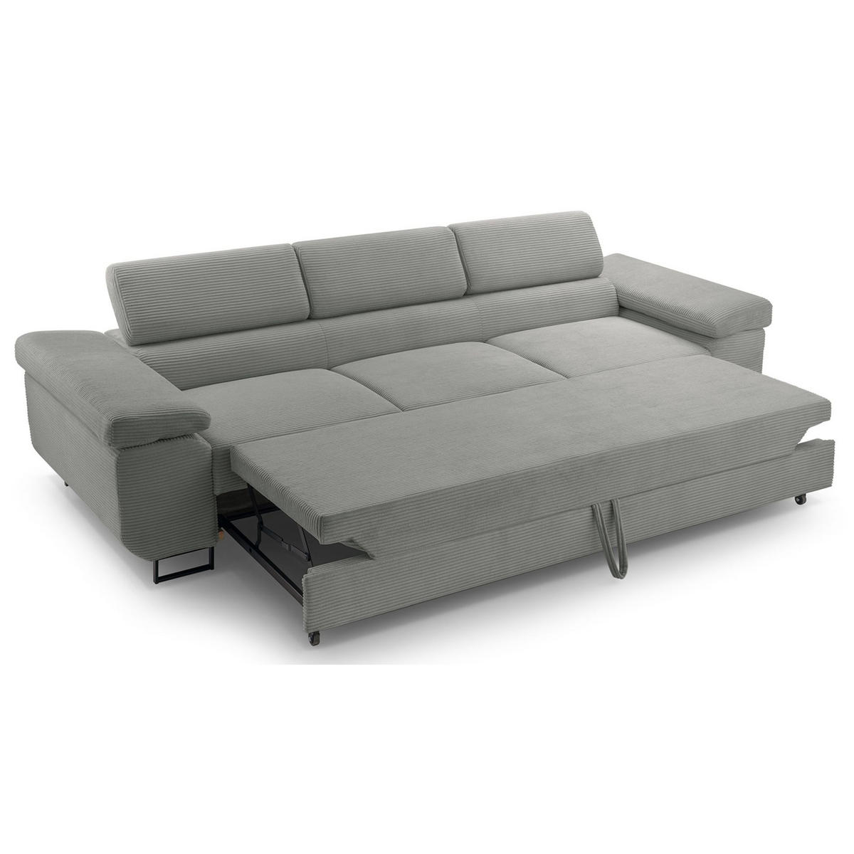 3-SITZER SOFA Capurso Beige Cord - Beige/Schwarz, Textil/Metall (274/90/98cm) - Selsey