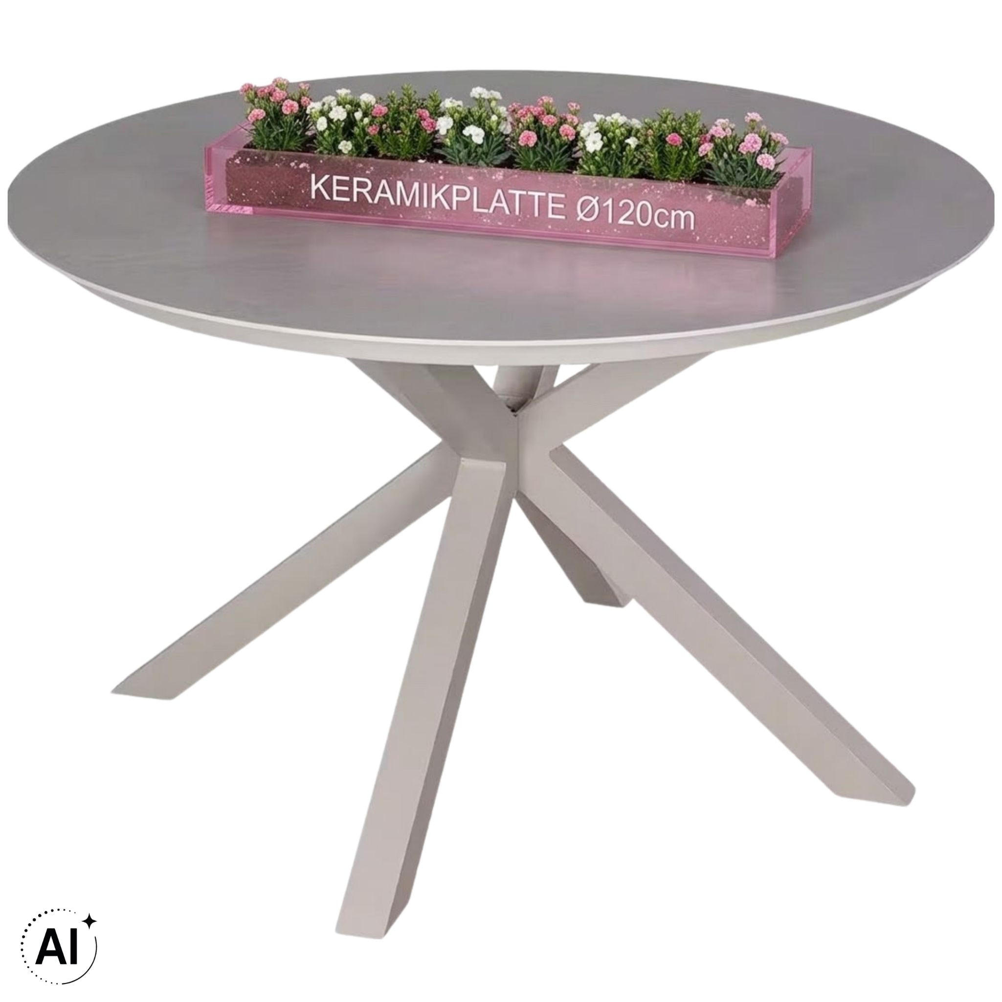 GARTENTISCH Malaga - Beige, Metall (120/120/76cm) - Mr. Deko