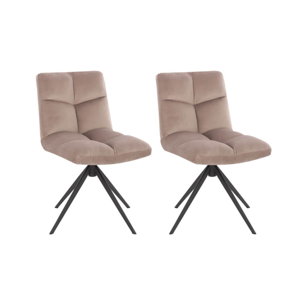 ESSZIMMERSTUHL NODA - Farbe: Hellbraun, Menge: 2 - Hellbraun, Textil/Metall (61/84/47cm) - Home Deluxe