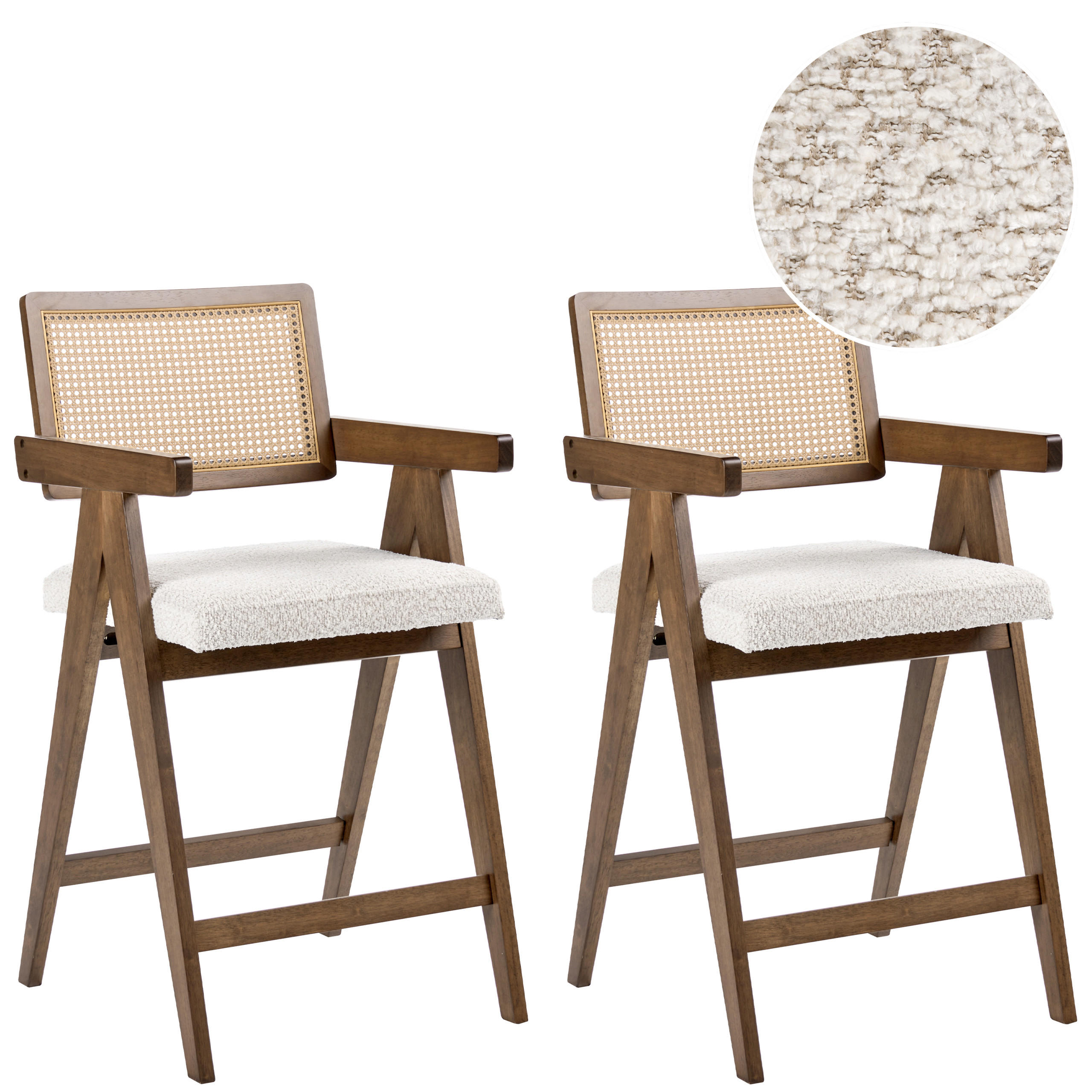 BARSTUHL 2er-Set Holz Braun/HellbeigeAva - Beige, Holz (55/102/65cm) - Beliani