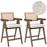 BARSTUHL 2er-Set Holz Braun/HellbeigeAva - Beige, Holz (55/102/65cm) - Beliani