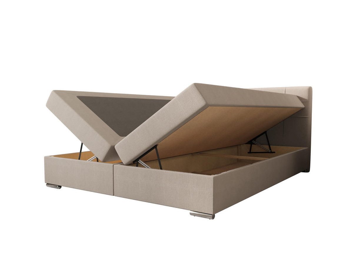 BOXBETT ZILANO 1 mit Matratze H3 und Topper 140x200 Cosmic 10 - Beige, Holz/Textil (140/200cm) - Bedante