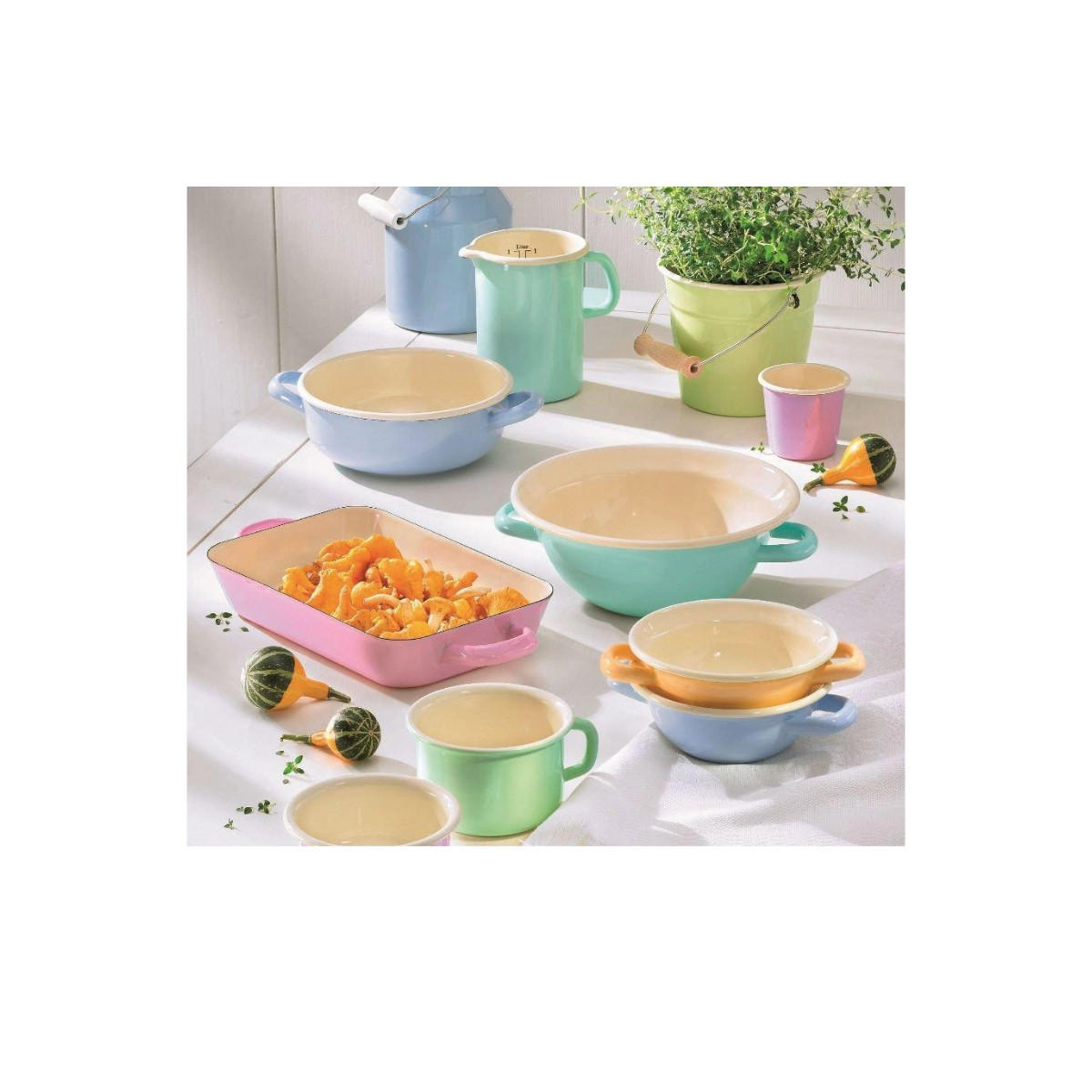 TOPF mit Chromrand Ø20cm 4L Pastell Goldgelb Emaille - Gelb, Metall (25/30/25cm) - Riess