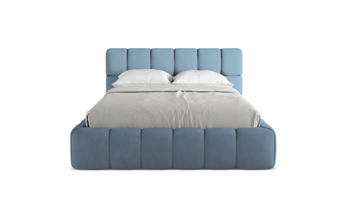 POLSTERBETT mit Bettkasten und Lattenrost 160x228 Blau - Blau/Blaugrau, Kunststoff/Textil (140/200cm) - Makamii