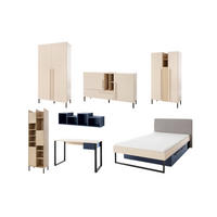 JUGENDZIMMER-SET SORENTO B 7-teilig in Sandbeige/Geölte Eiche/Royalblau - Eichefarben/Beige, Holzwerkstoff (662/195/212cm) - Deine Möbel 24
