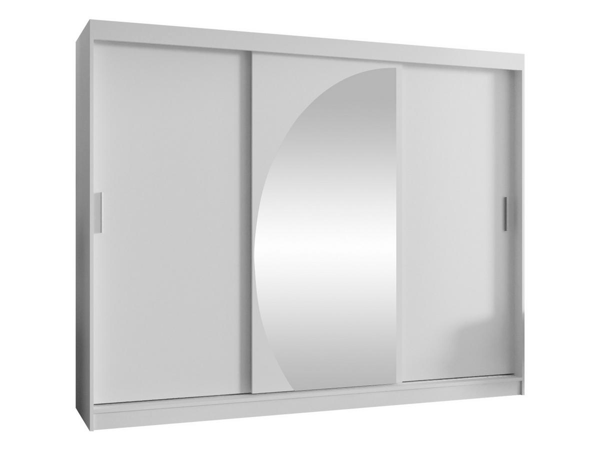 SCHWEBETÜRENSCHRANK Wika 250 cm mit Schubladen - Silberfarben/Weiß, Holzwerkstoff/Kunststoff (250/200/62cm) - MIRJAN24