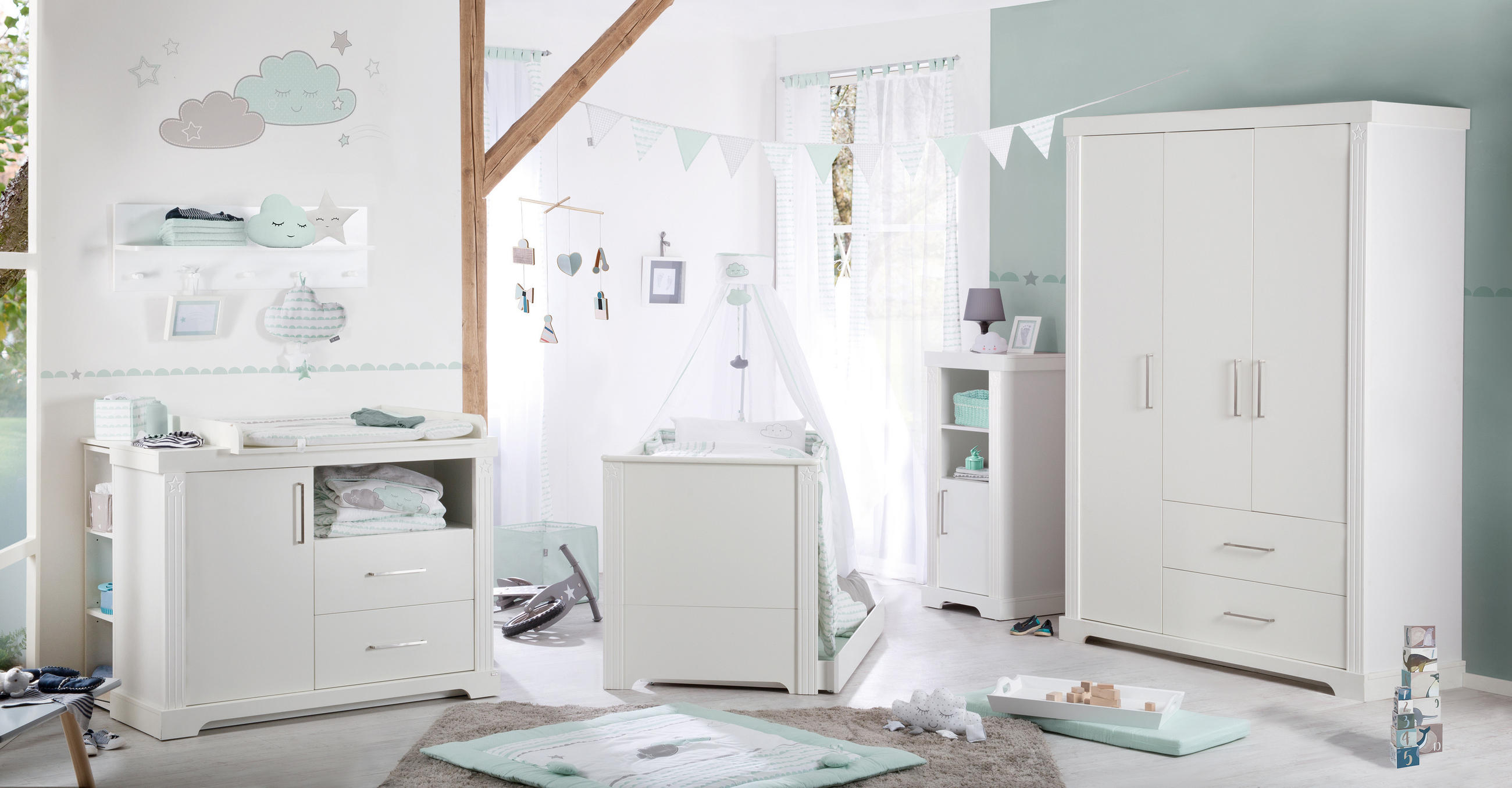 BABYZIMMER-SET Maxi 2-teilig - Weiß, Holzwerkstoff (78/83/143cm) - Roba
