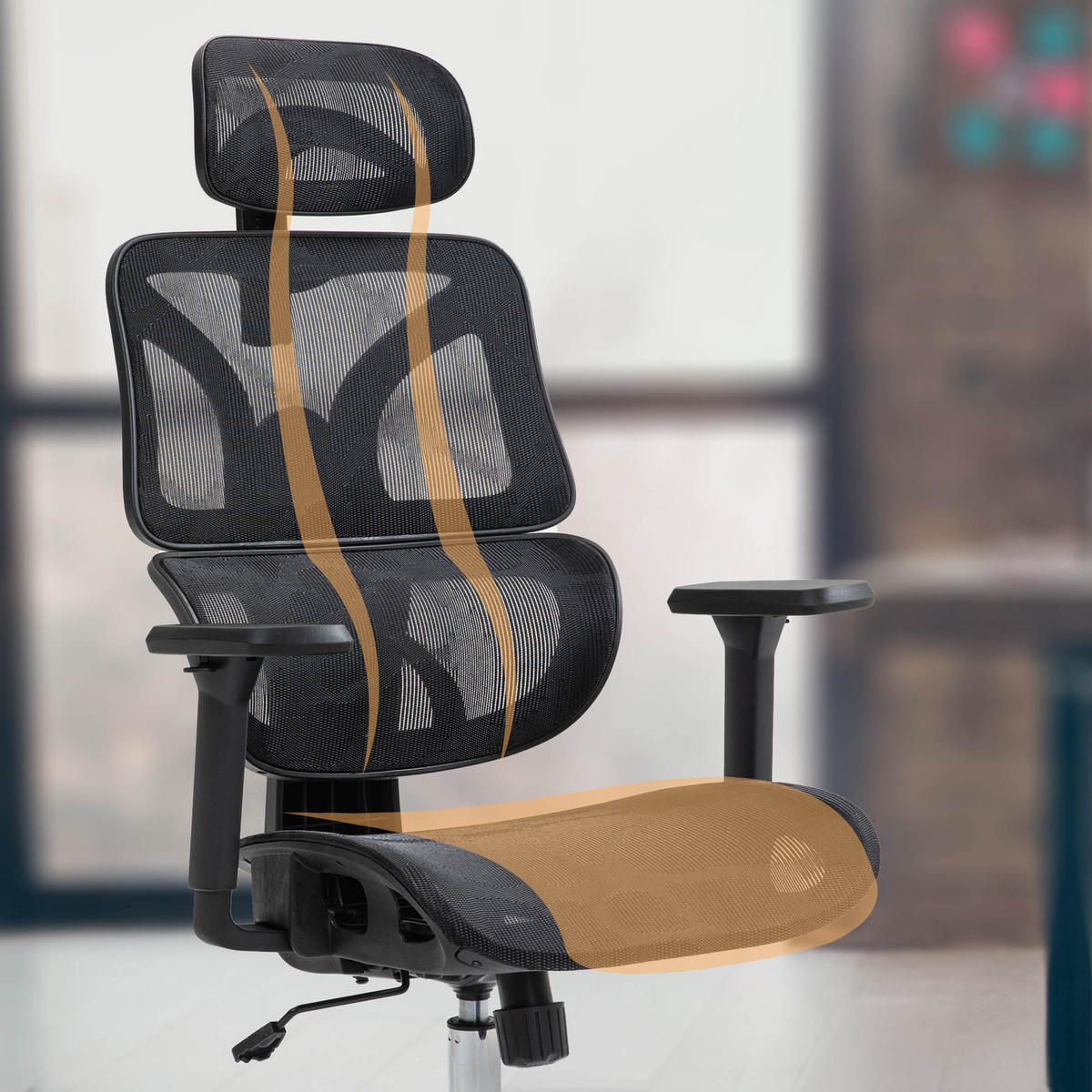 BÜROSTUHL Toren schwarz - Chromfarben/Schwarz, Kunststoff/Metall (66/126/76cm) - TPFLiving