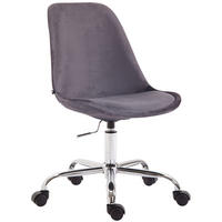 DREHSTUHL Samt dunkelgrau - Chromfarben/Dunkelgrau, Textil/Metall (48/81/54cm) - CLP