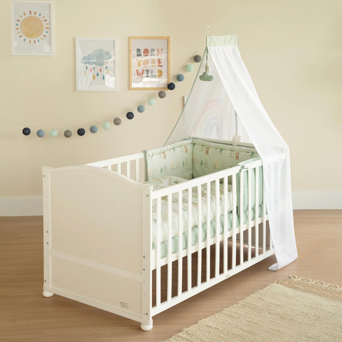 BABYBETT Woodland Buddies 70 x 140 cm weiß - Weiß, Holzwerkstoff/Textil (70/140cm) - Roba