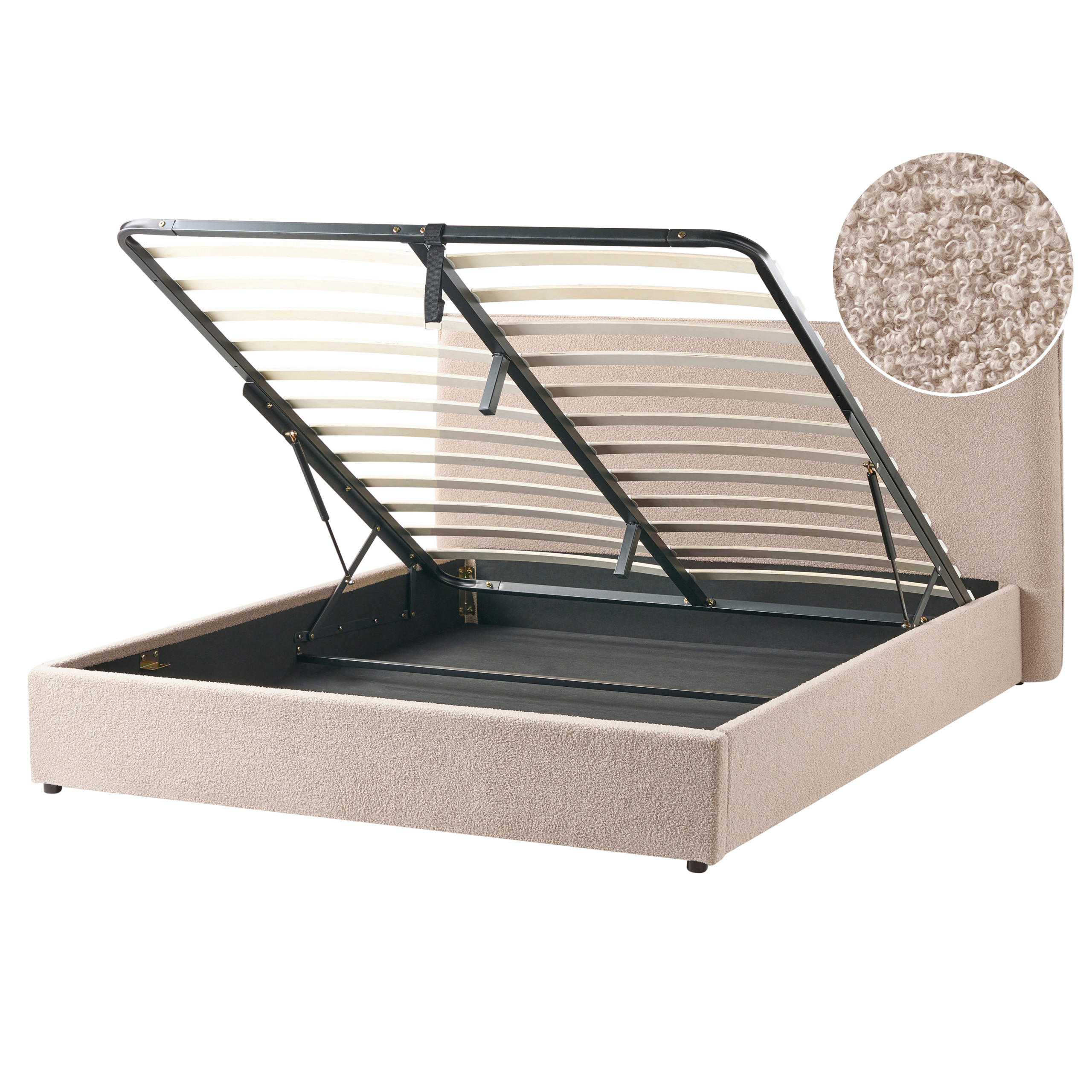 BETT mit Stauraum 160/200 cm Taupe Lavaur - Taupe, Textil (160/200cm) - Beliani