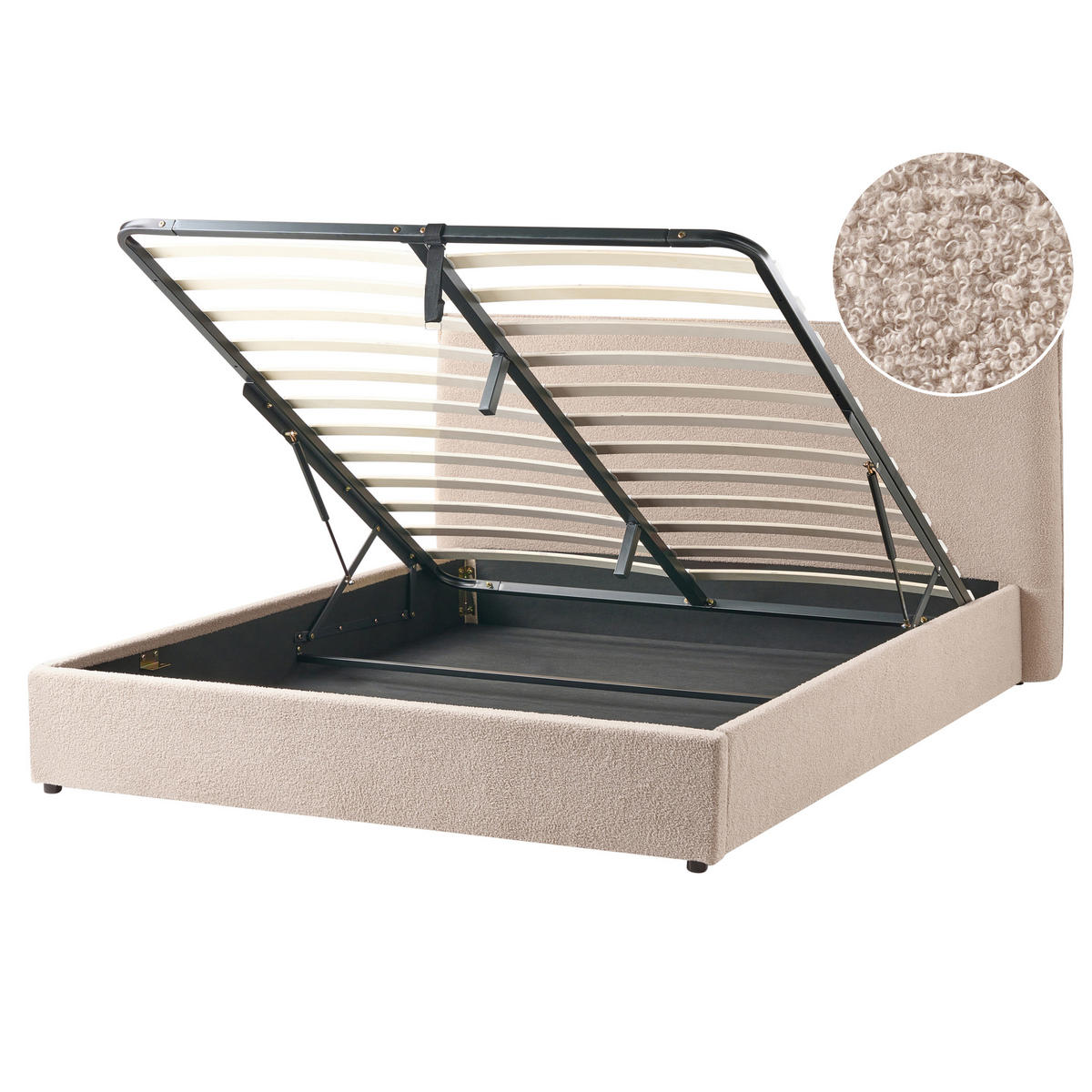 BETT mit Stauraum 160/200 cm Taupe Lavaur - Taupe, Textil (160/200cm) - Beliani