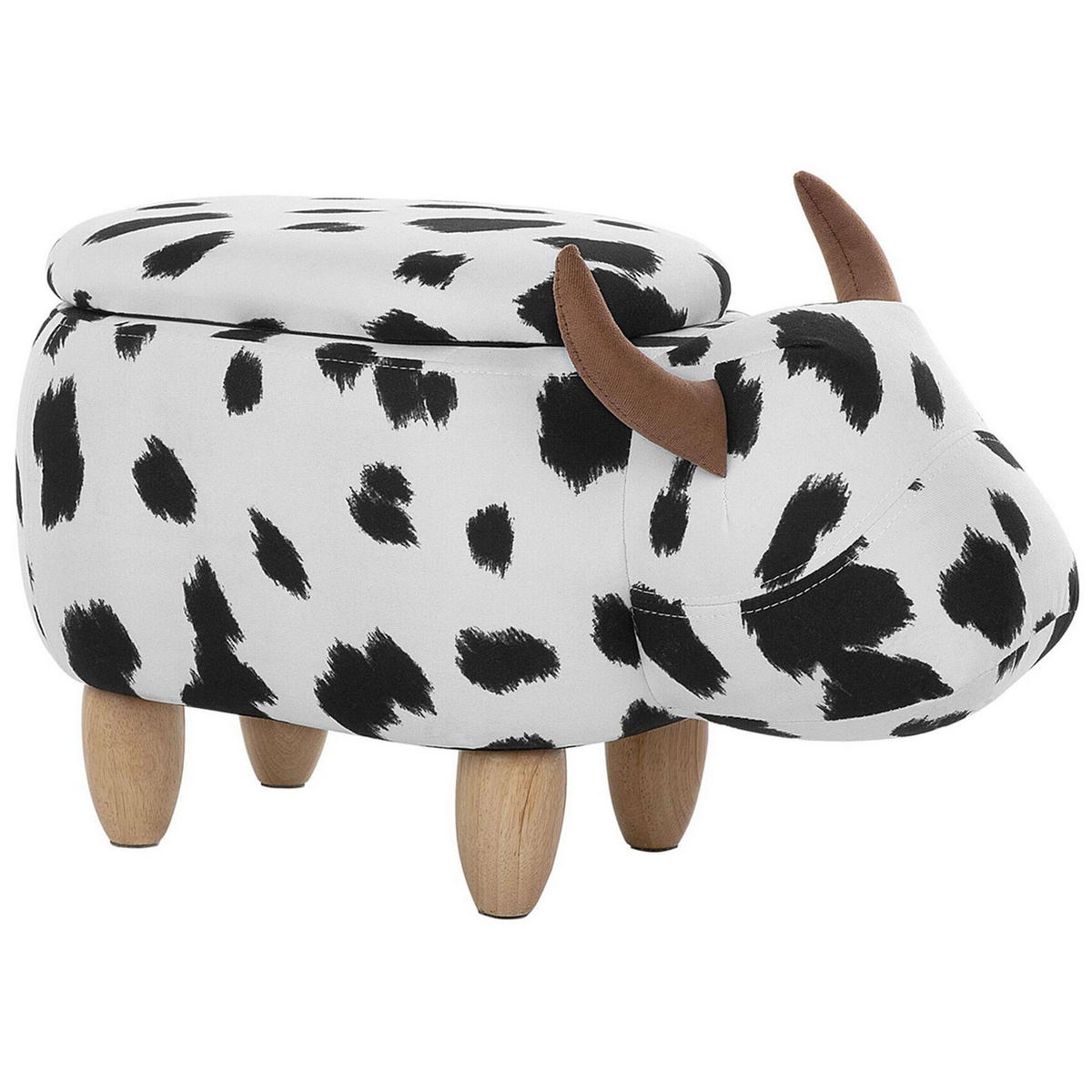 HOCKER Cow 32/60/35 cm - Schwarz, Kunststoff/Textil (60/35/32cm) - Beliani