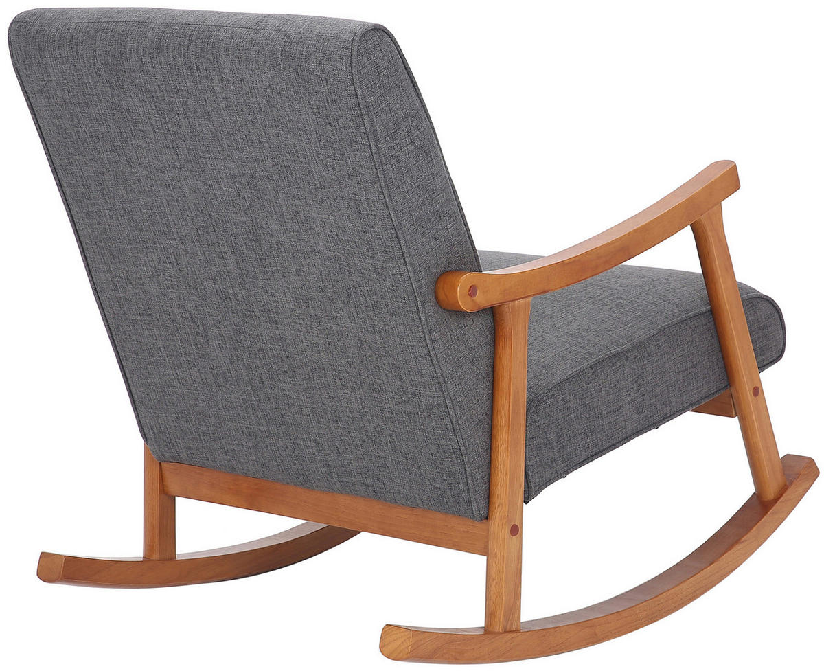 SCHAUKELSTUHL Morello Stoff, Gestell Kautschukhokz Walnuss Hellgrau - Walnussfarben/Grau, Holz/Textil (67/82/92cm) - TPFLiving