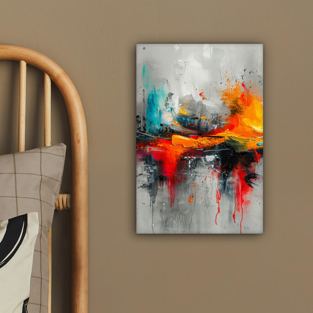 LEINWANDBILD Moderne Kunst - Orange - Grau - Abstrakt 20x30 cm - Hellgrau, Textil (20/30cm) - MuchoWow