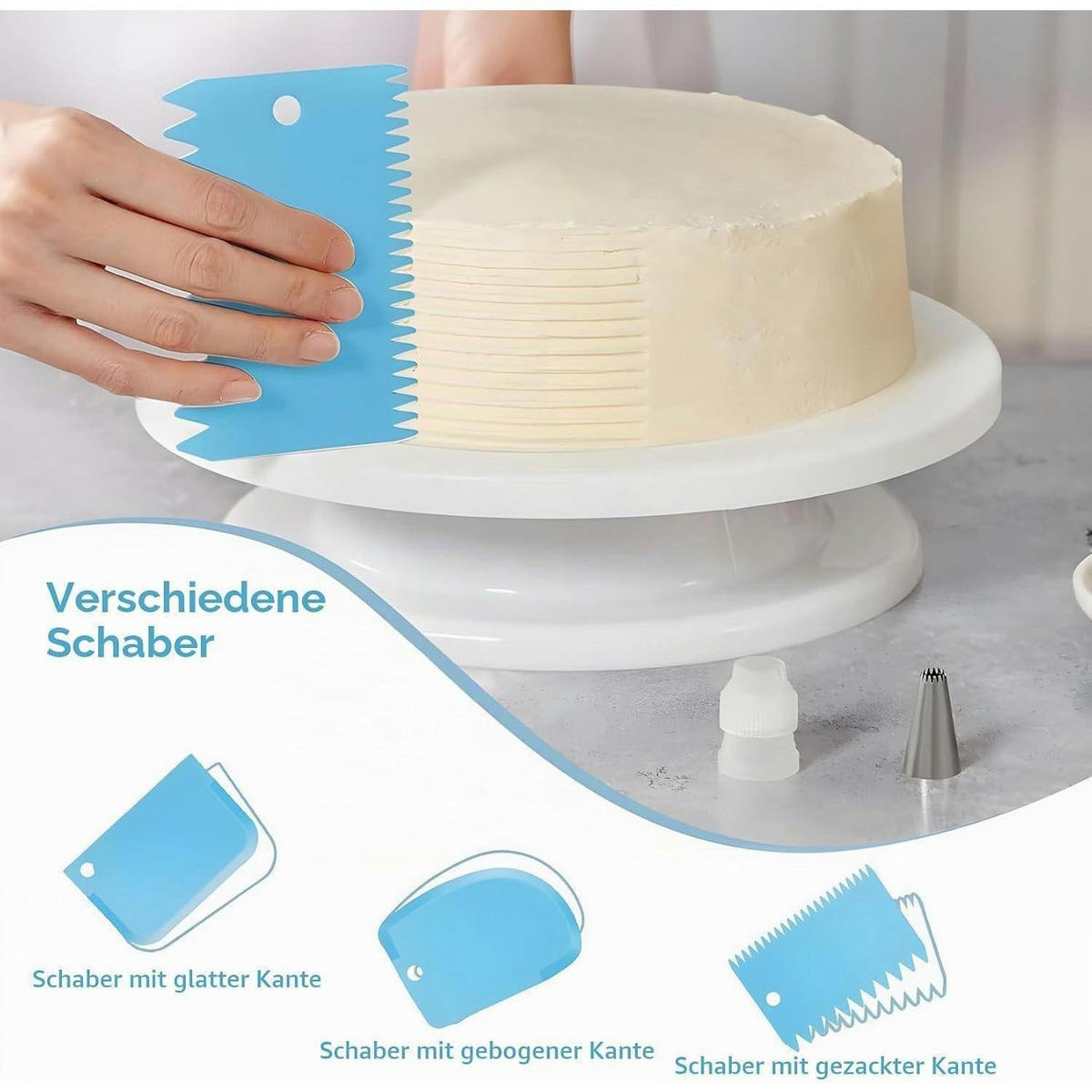 SPRITZBEUTEL Set 126-teilig mit Edelstahl-Tüllen und Schabern - Hellblau, Kunststoff (29.8/20.2/31cm)