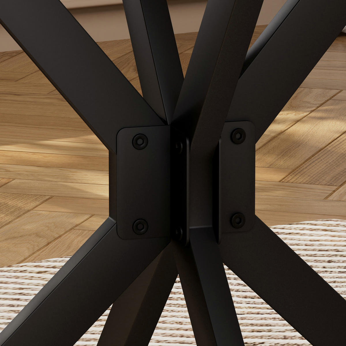 ESSTISCH Runder 90 cm Vintagebraun mit Metallgestell Platzsparend - Schwarz, Holzwerkstoff (90/90/78cm) - Urban Meuble