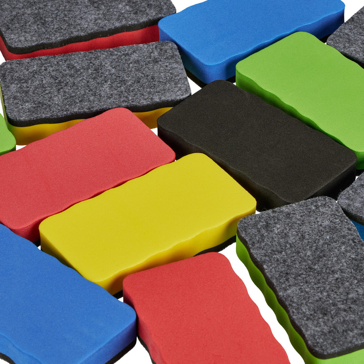 20xWHITEBOARD-SCHWAMM - Multicolor, Textil (10.5/2/5.5cm) - Relaxdays