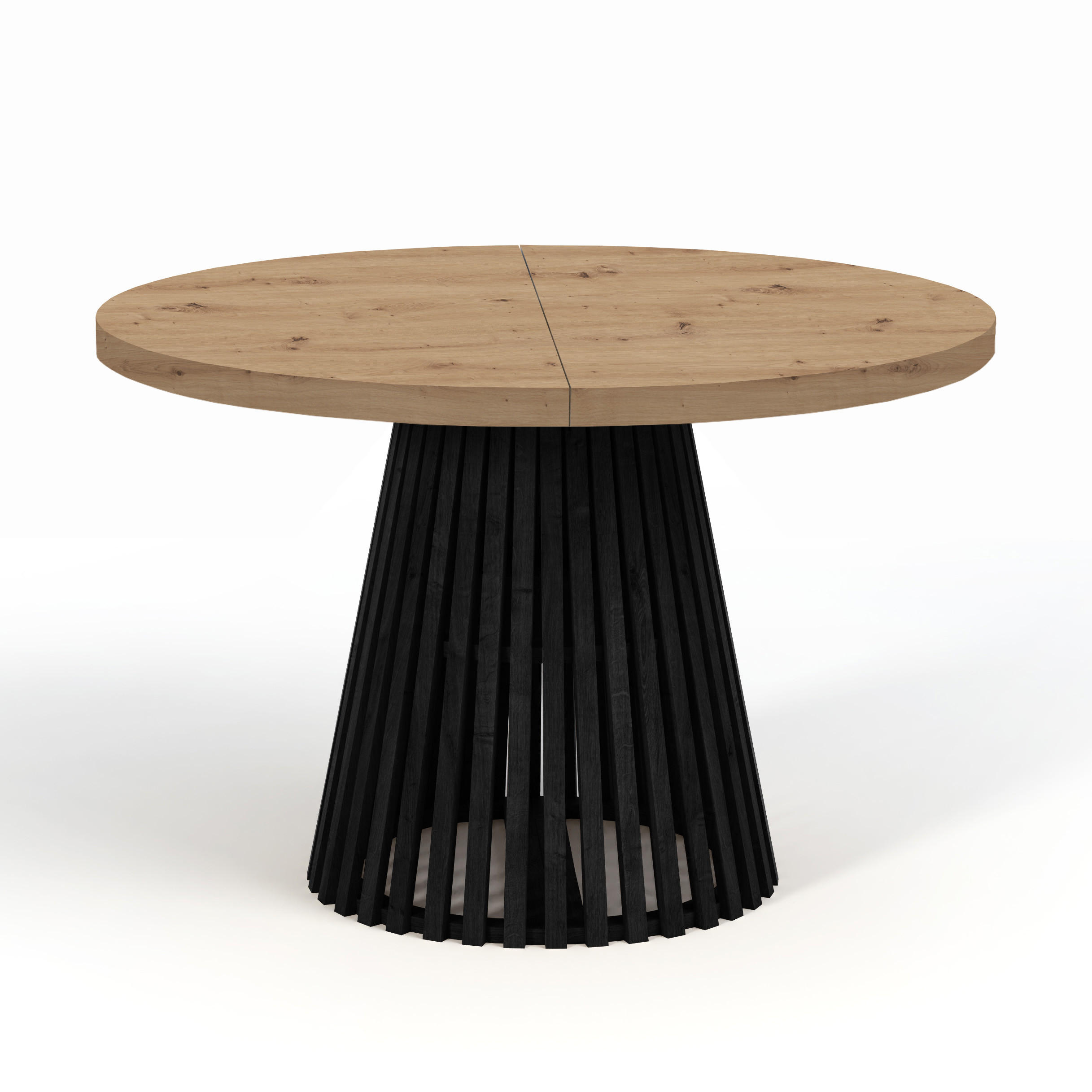 ESSTISCH runder ausziehbarer Tisch für Esszimmer DOVER 100 / 200 cm, Farbe: Eiche Artisan / Schwarz - Schwarz/Eiche Artisan, Holz (200/100/77cm) - Dekori_Interiors