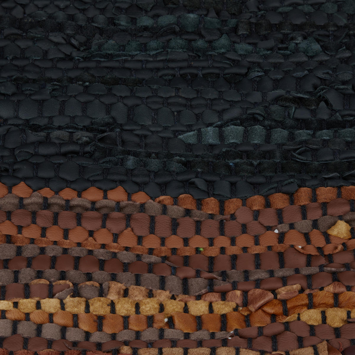 FLICKENTEPPICH - Multicolor, Leder/Textil (70/140cm) - Relaxdays